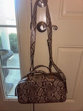 Anne Klein Snake Print Crossbody Bag - Neutral Tones